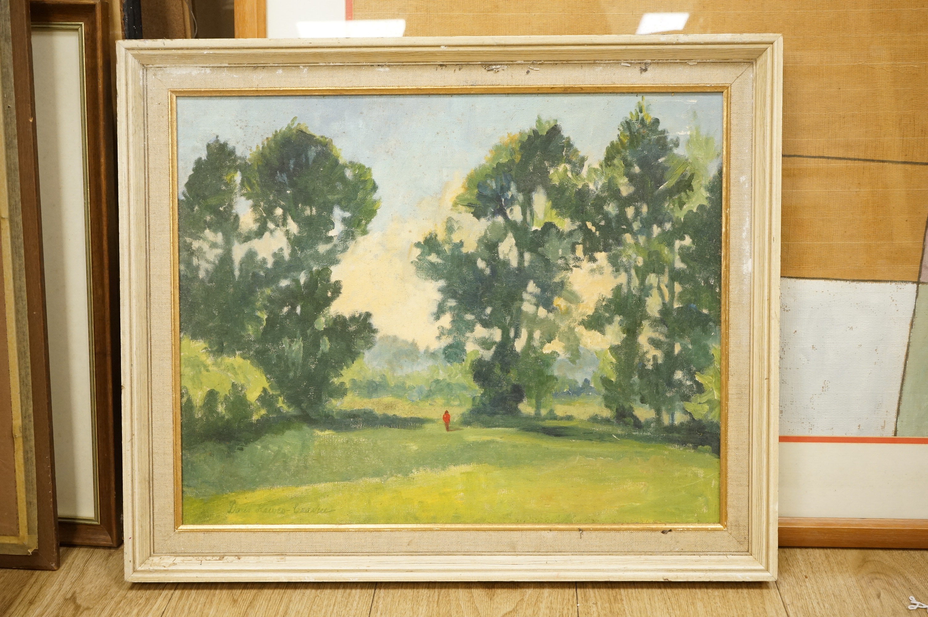 Doris Hawes-Craven, ‘Day is done’, signed, Gallery label verso, oil on board, 39 x 48cm